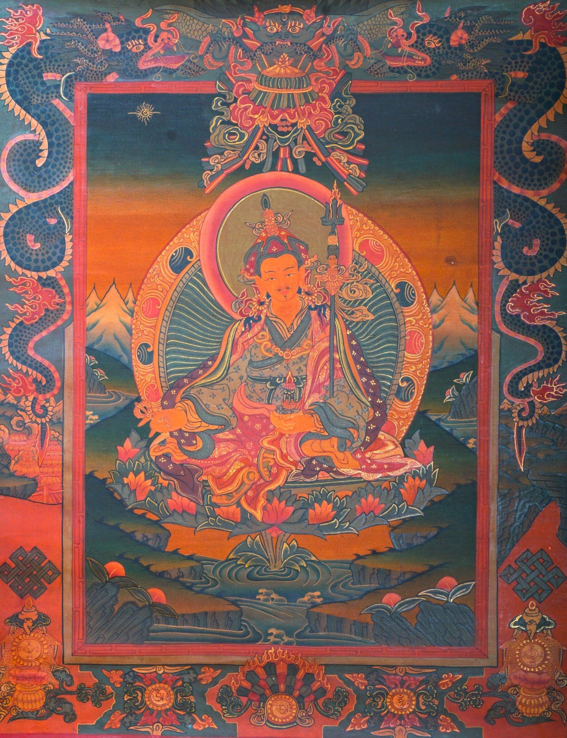 Handmade Guru Rinpoche Tibetan Thangka from Nepal