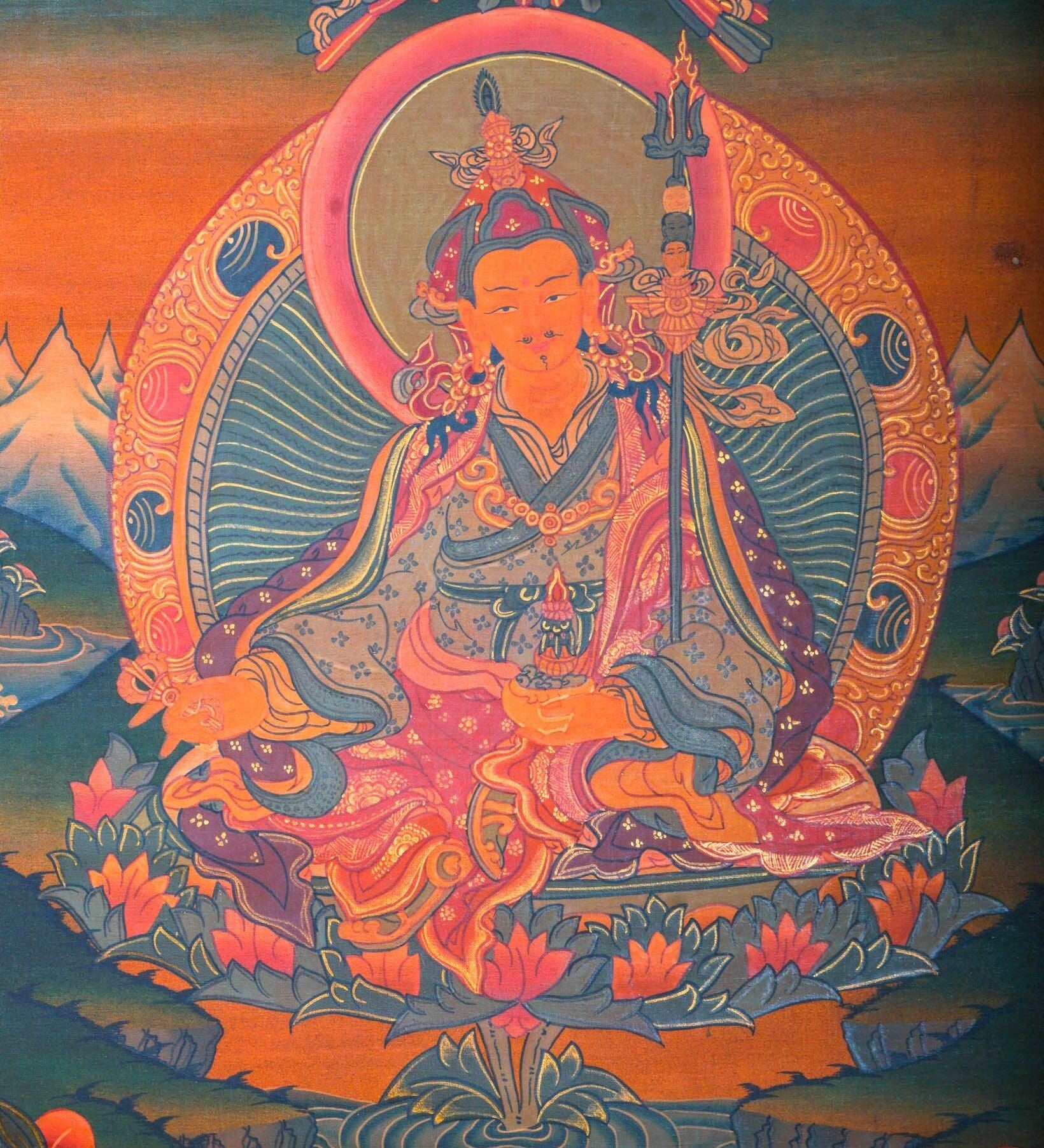 Handmade Guru Rinpoche Tibetan Thangka from Nepal