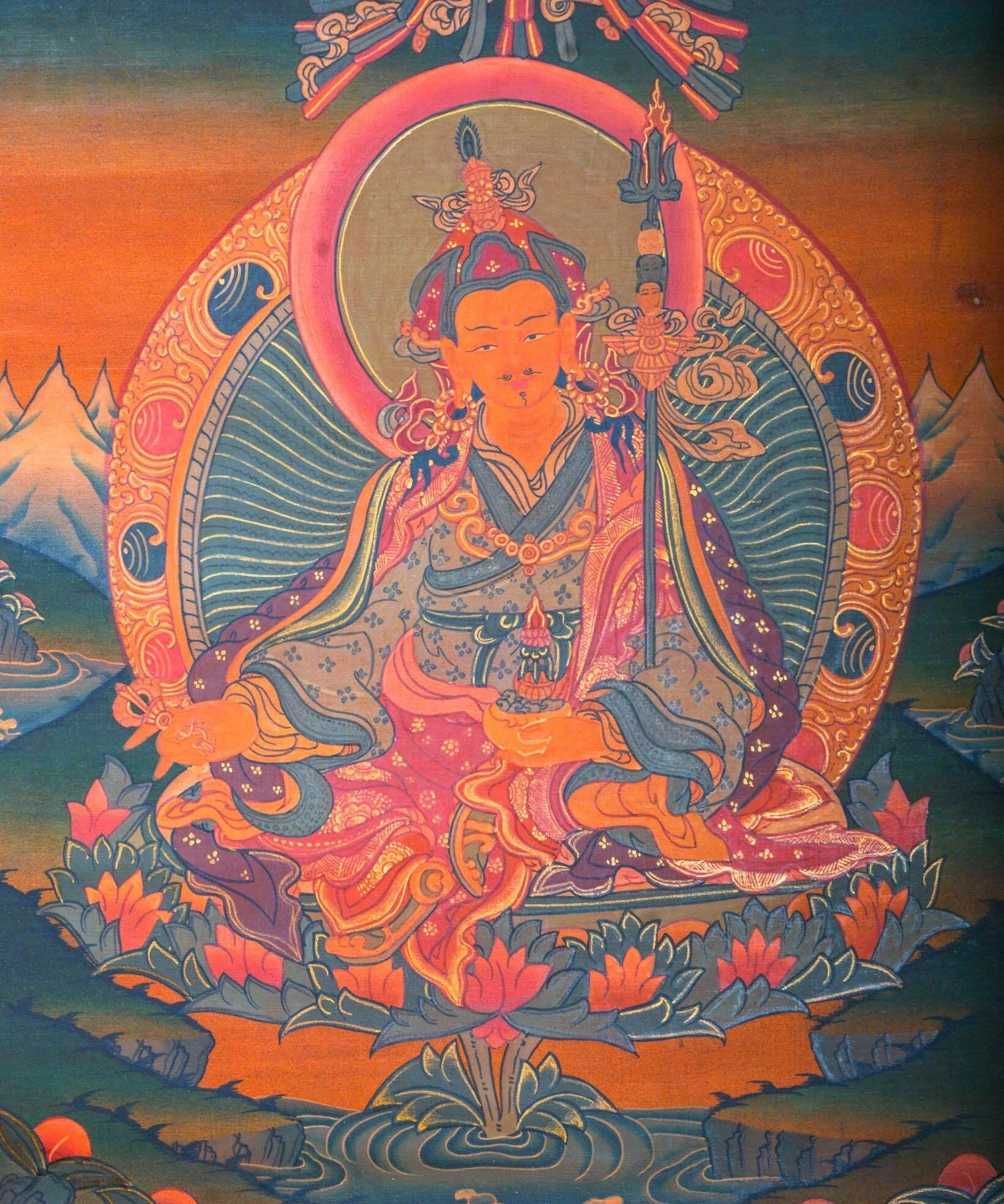 Handmade Guru Rinpoche Tibetan Thangka from Nepal