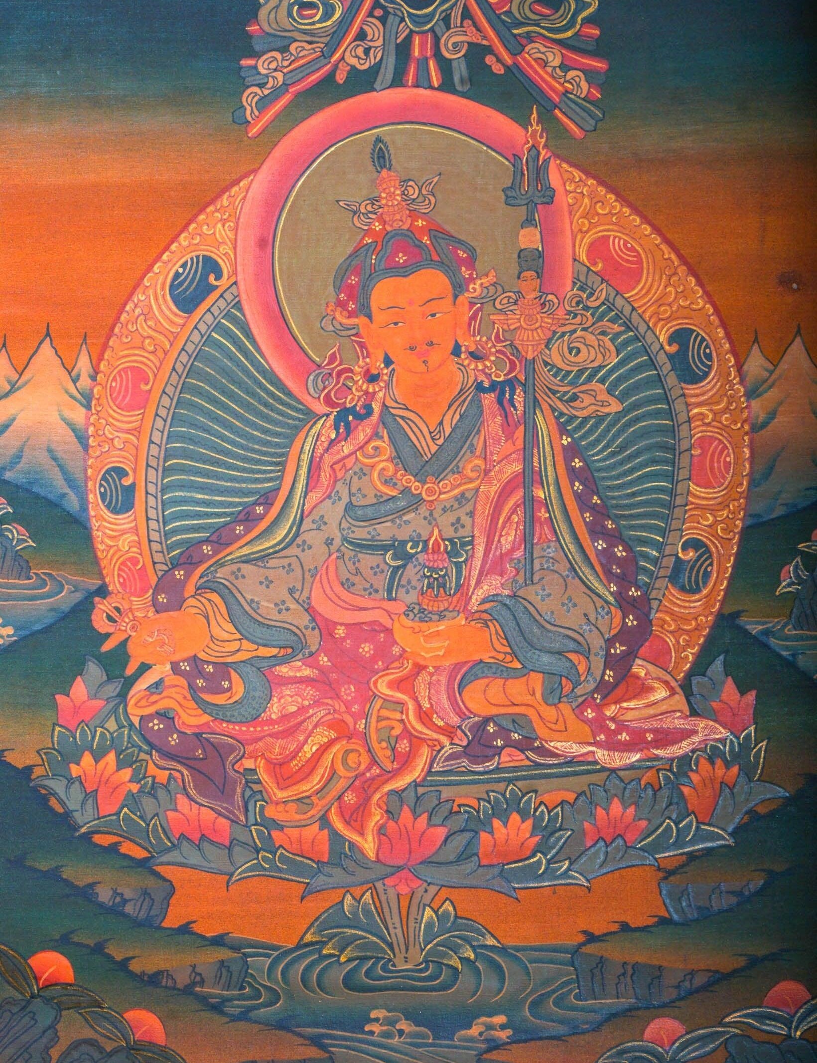 Handmade Guru Rinpoche Tibetan Thangka from Nepal