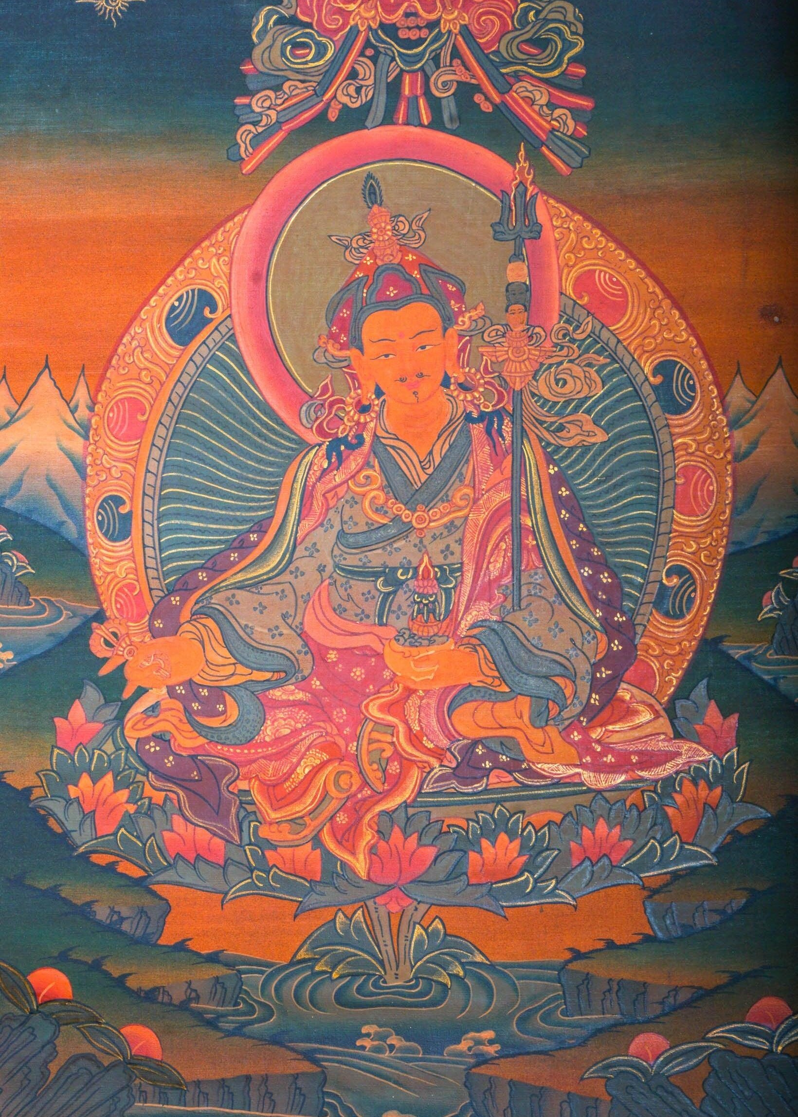 Handmade Guru Rinpoche Tibetan Thangka from Nepal