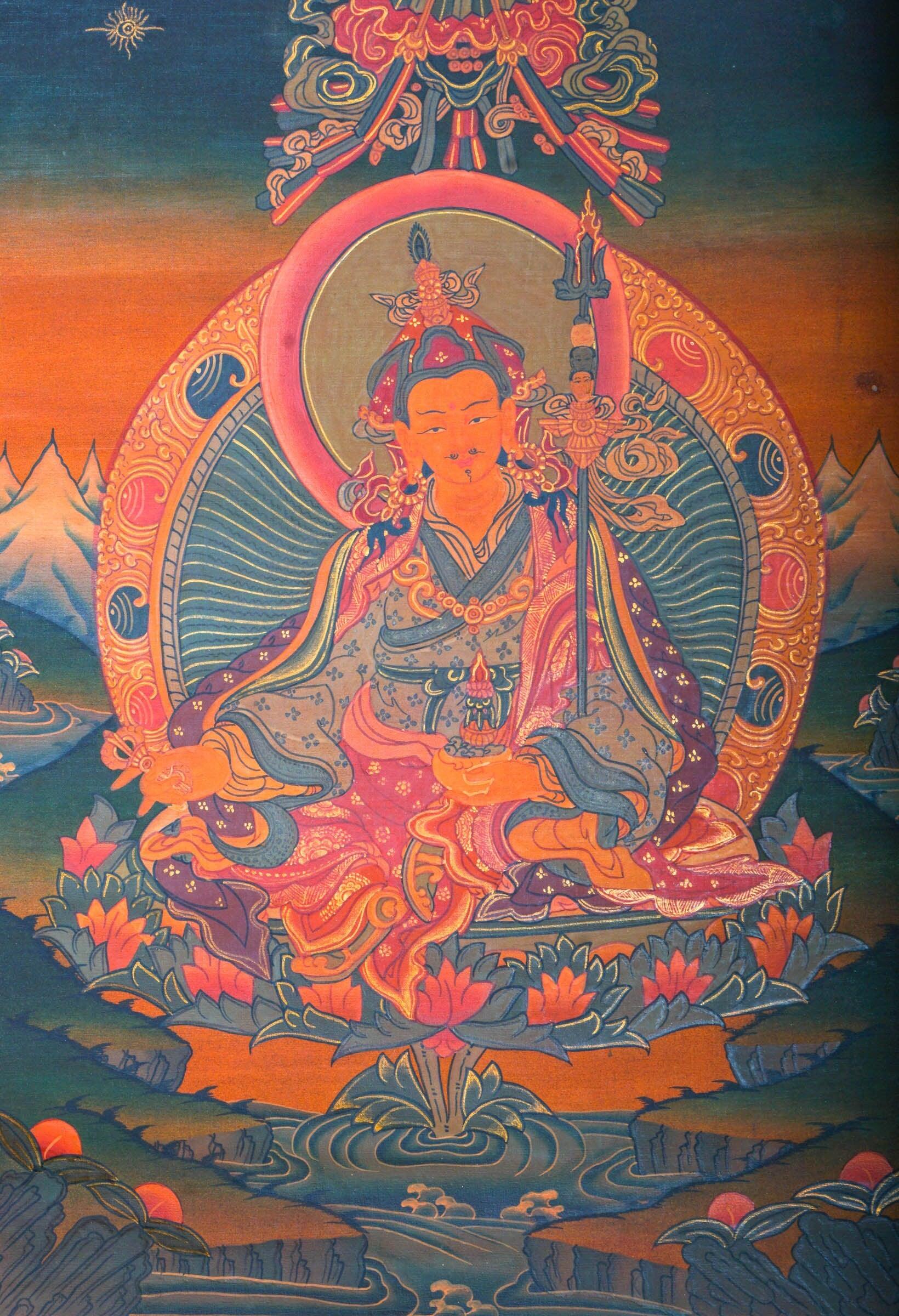 Handmade Guru Rinpoche Tibetan Thangka from Nepal