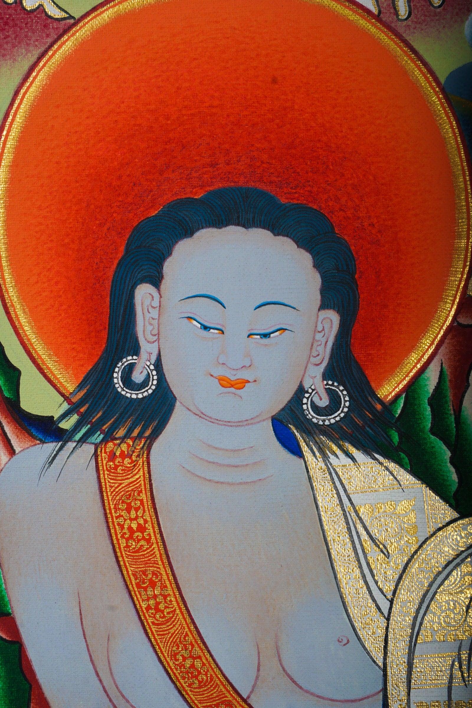 Hand painted Milarepa Thangka Painting for Spiritual gift and chakra cleansing 
