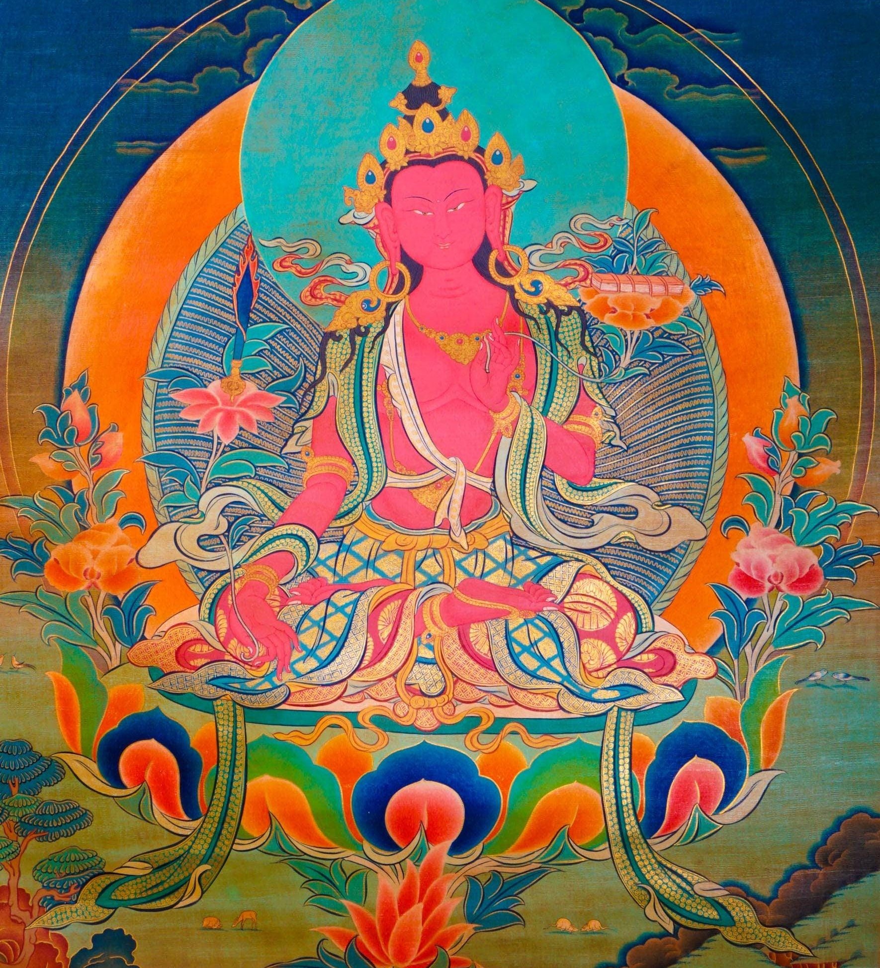 Tibetan Style Manjushri Thangka 