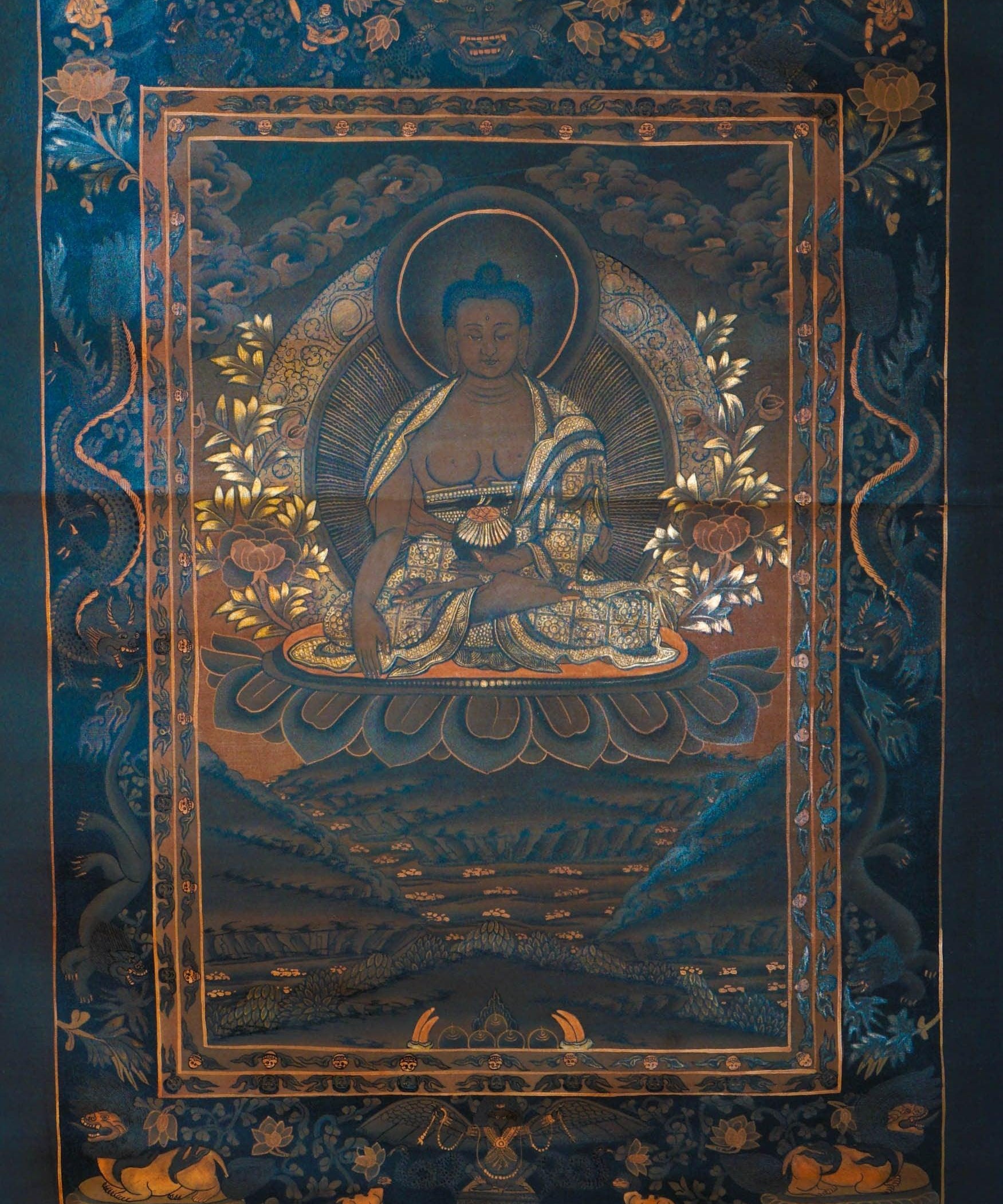 Antique Shakyamuni Buddha Thangka Art for healing and meditation