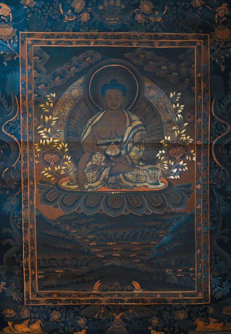 Antique Shakyamuni Buddha Thangka Art for healing and meditation