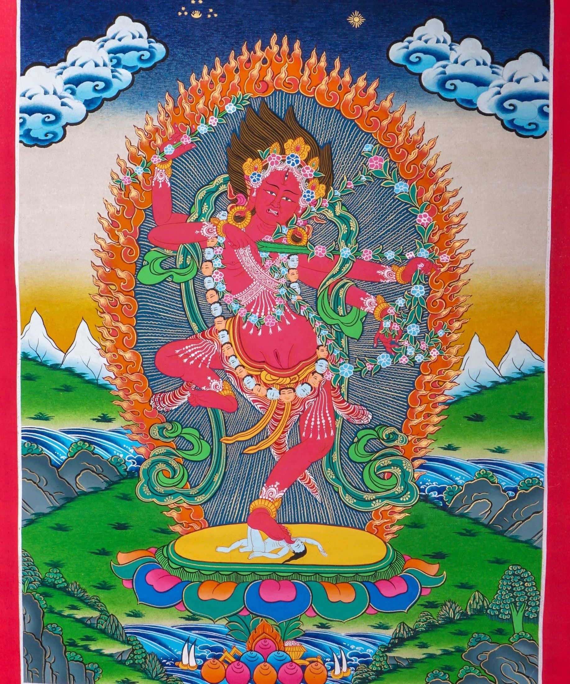 Handmade Kurkulla Thangka Painting for Meditation Practice