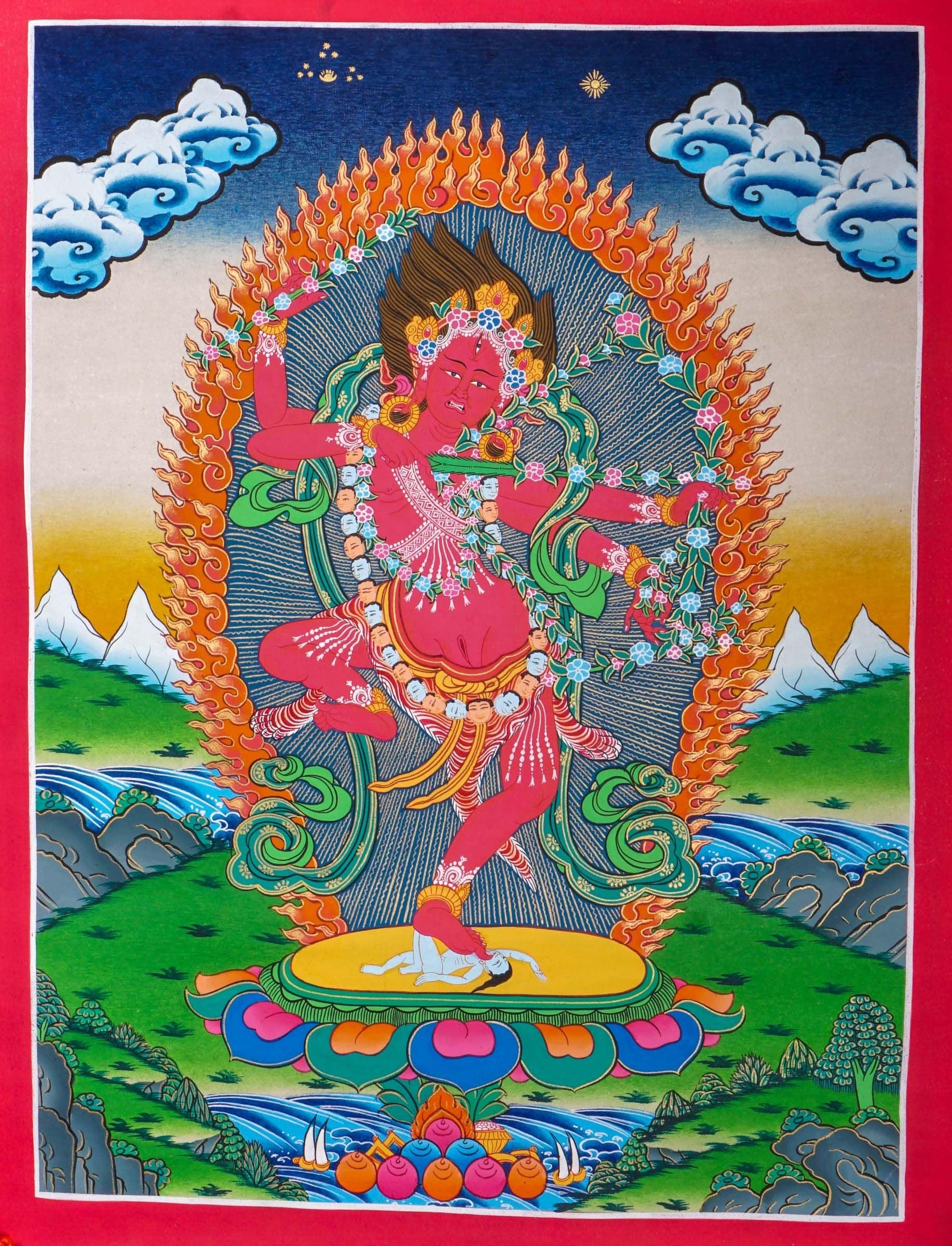 Handmade Kurkulla Thangka Painting for Meditation Practice