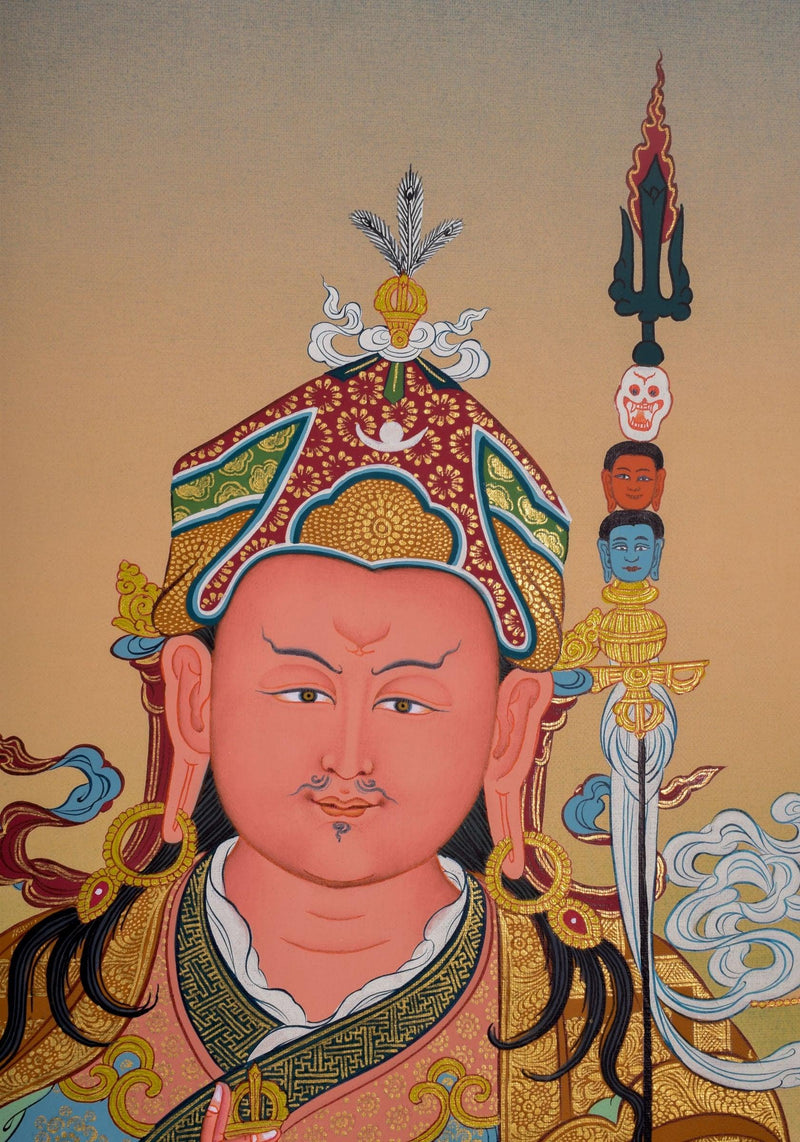 Guru Rinpoche Thangka Art For Meditation Practice and Spiritual Gift