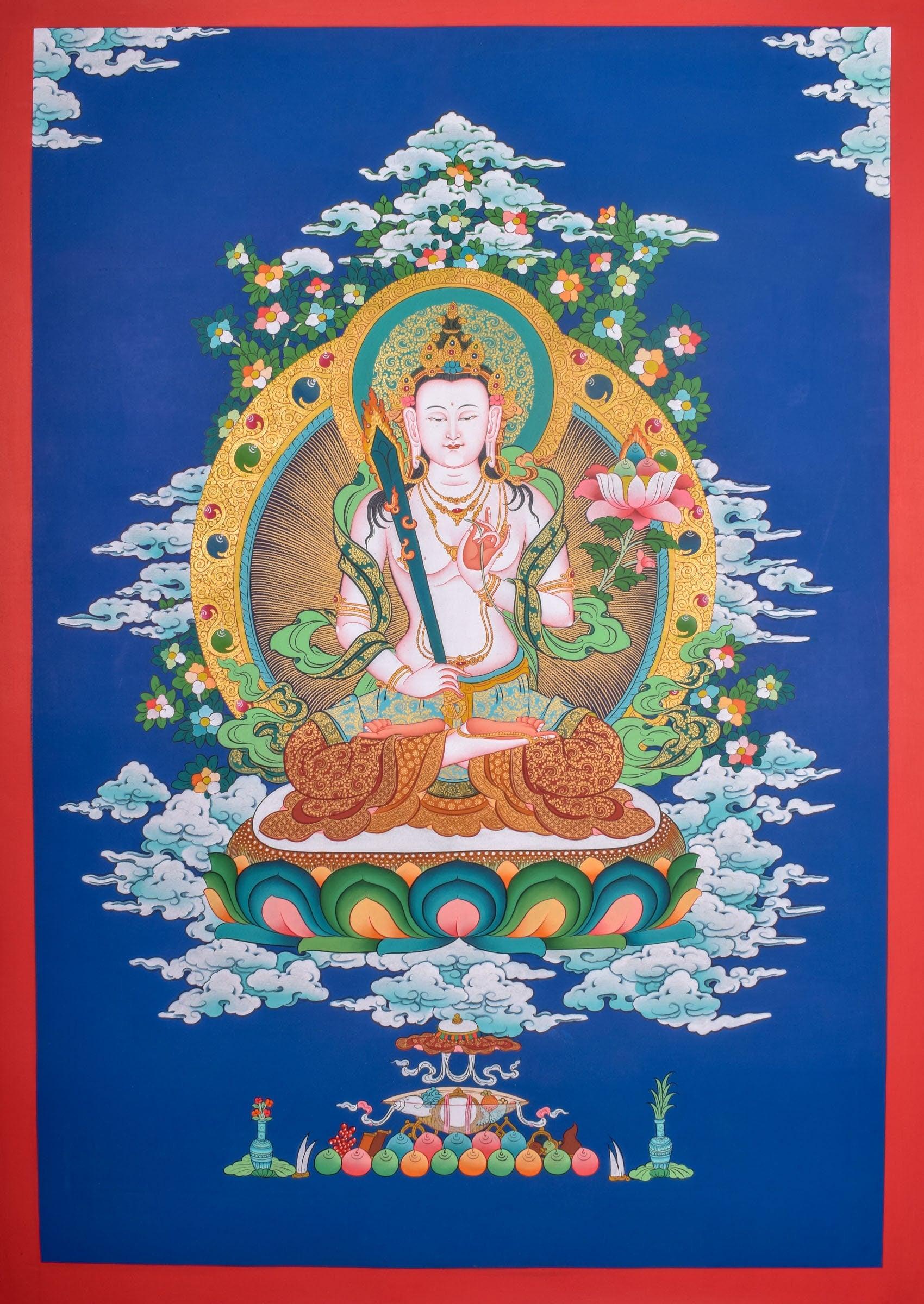 Manjushri Thangka Painting For Meditational Practice and Spiritual Gifts