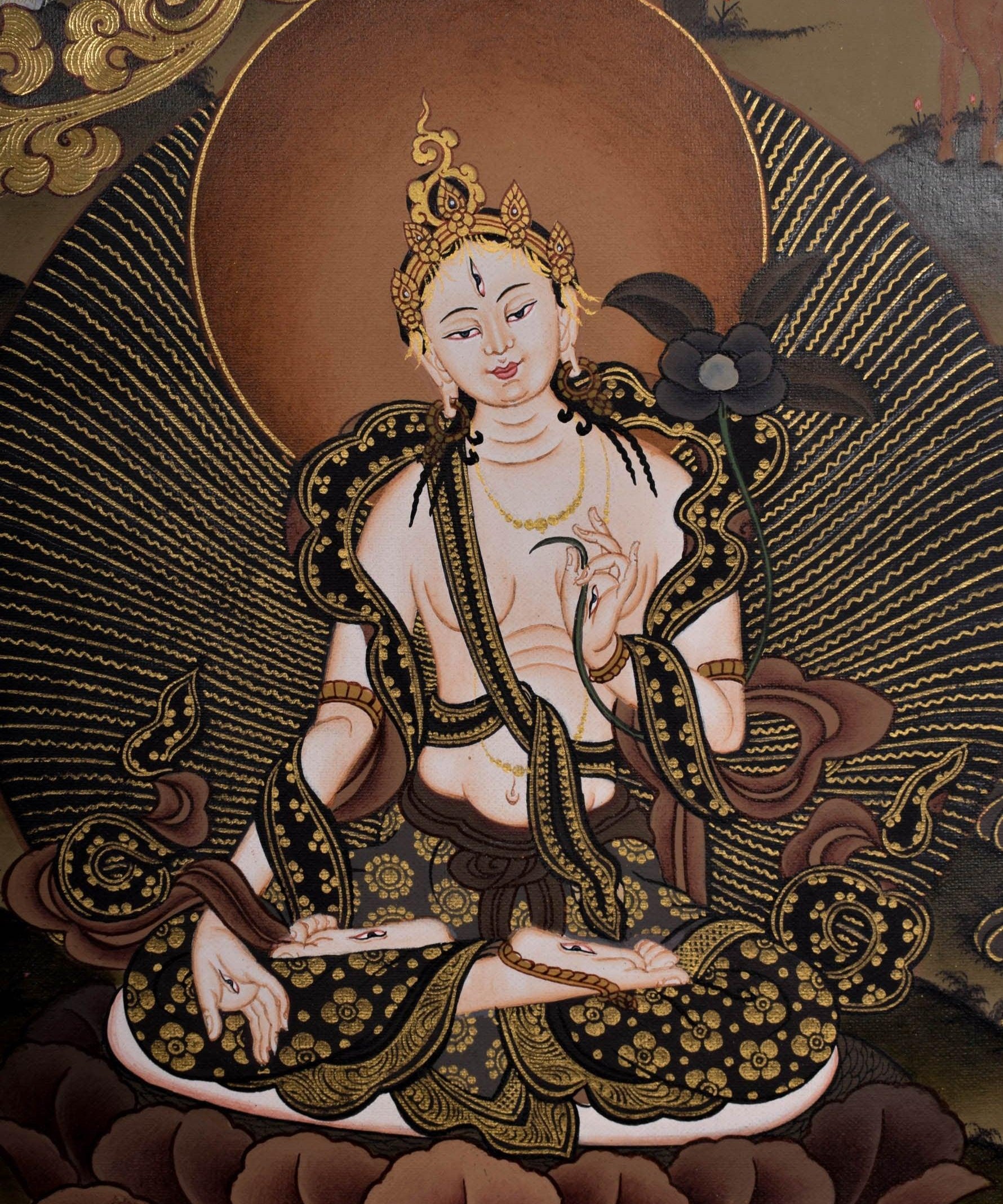 Amitayus Buddha Thangka Painting for meditational practice and spiritual gift