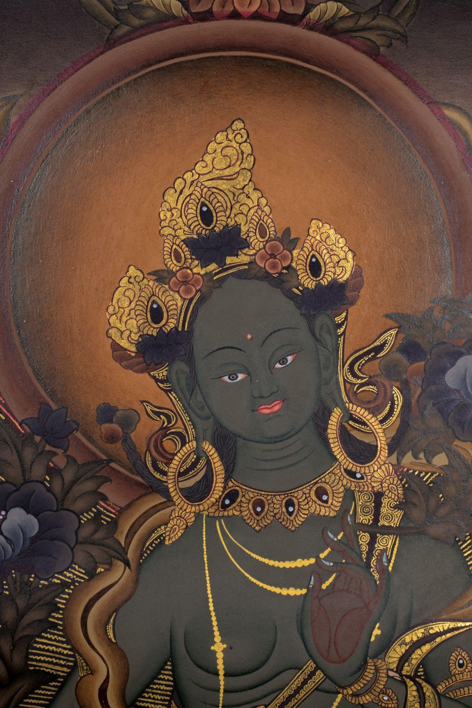 Green Tara Thangka from Nepal  For Meditational Practice and Spiritual Gifts