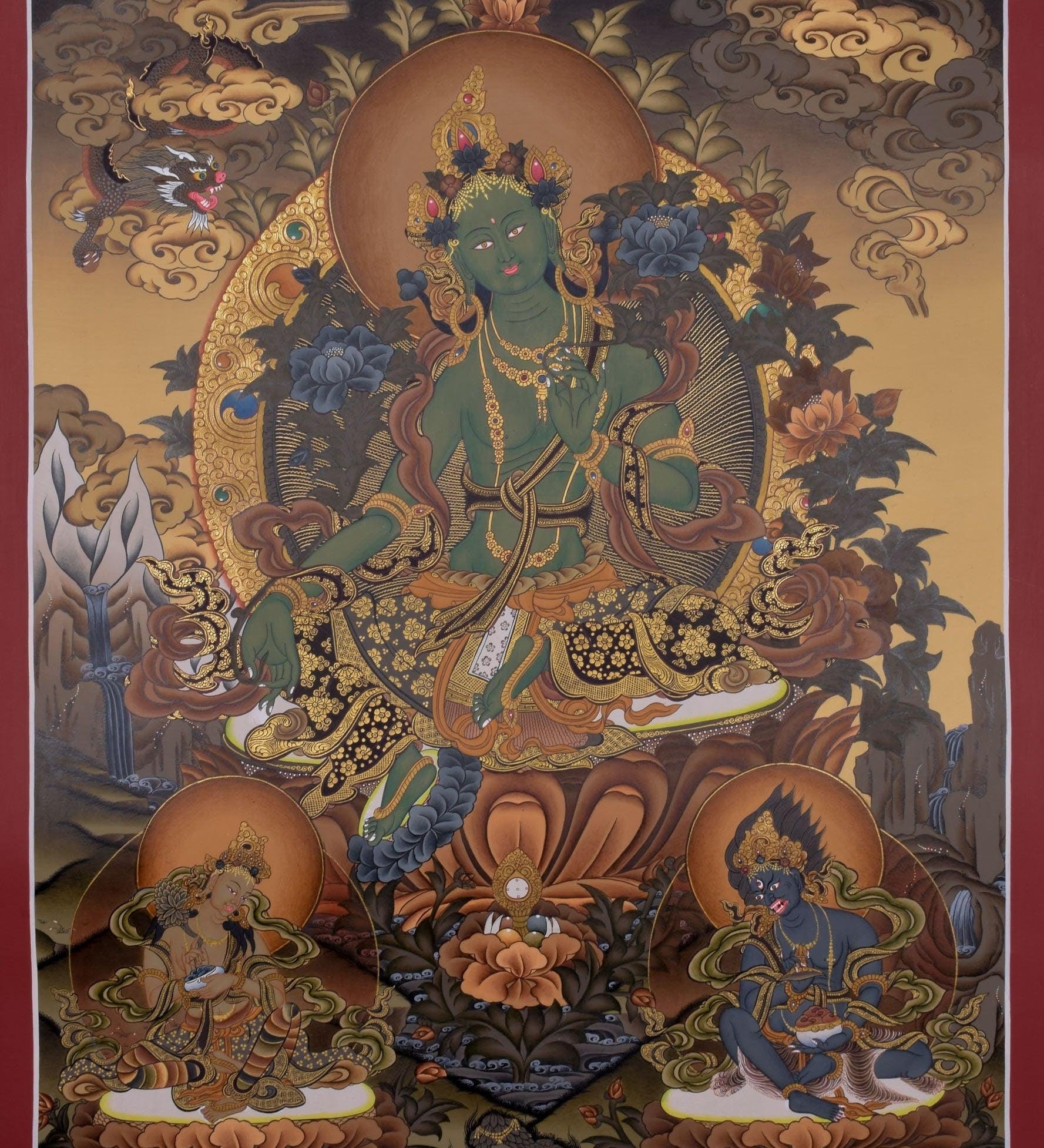 Green Tara Tibetan Thangka For Meditational Practice and Spiritual Gifts