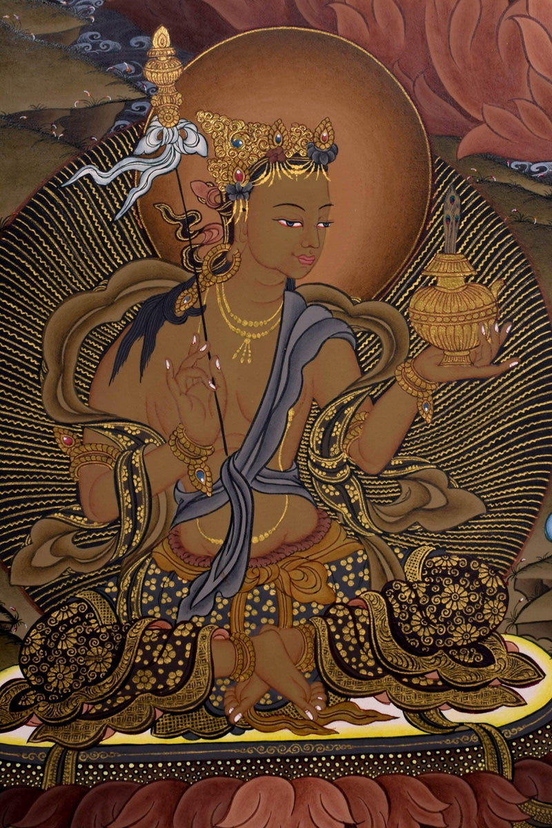 Guru Rinpoche Tibetan Thangka Painting  For Meditational Practice and Spiritual Gifts
