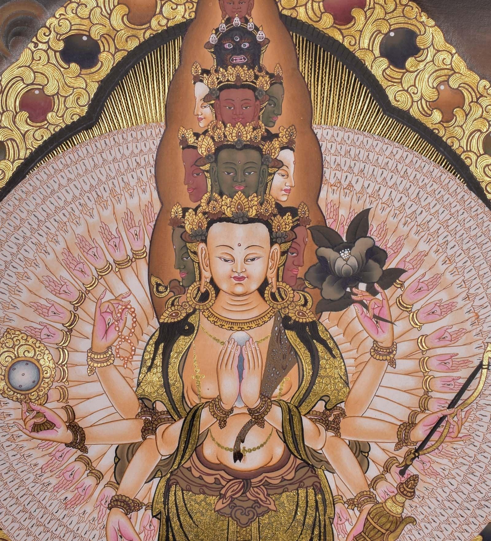 1000 Armed Avalokiteshvara Thangka Painting - Himalayas Shop