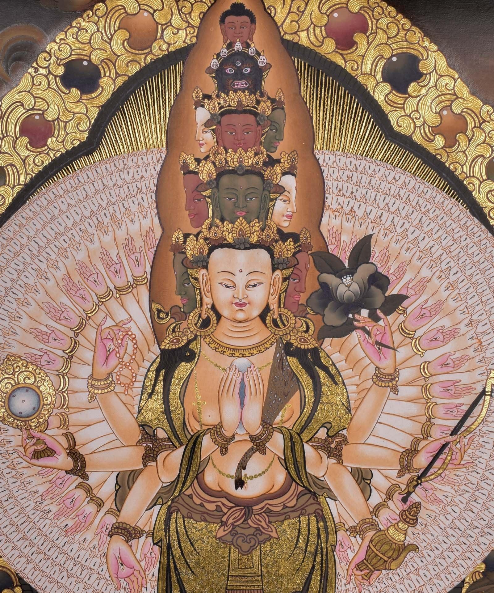 1000 Armed Avalokiteshvara Thangka Painting - Himalayas Shop