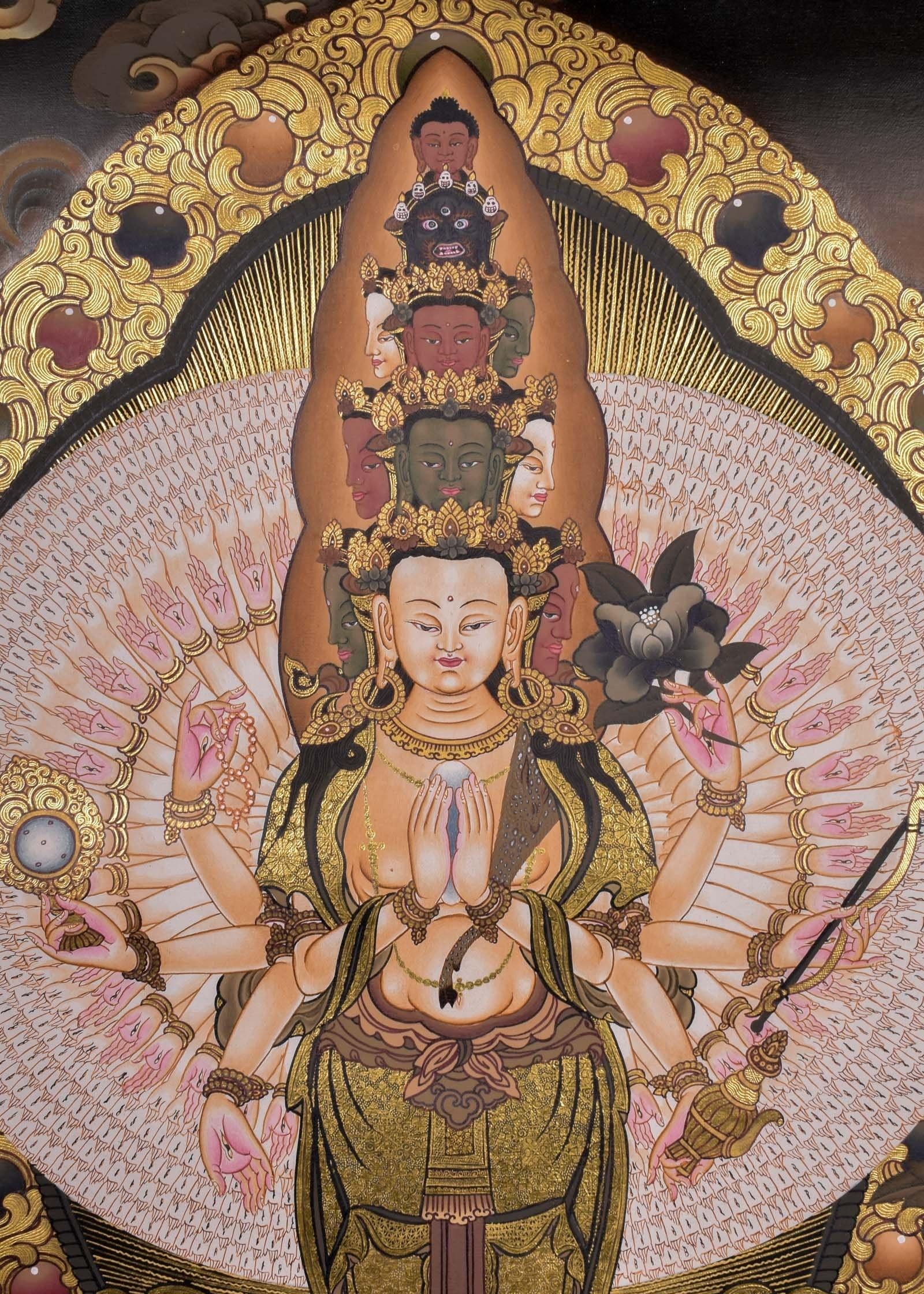 1000 Armed Avalokiteshvara Thangka Painting - Himalayas Shop