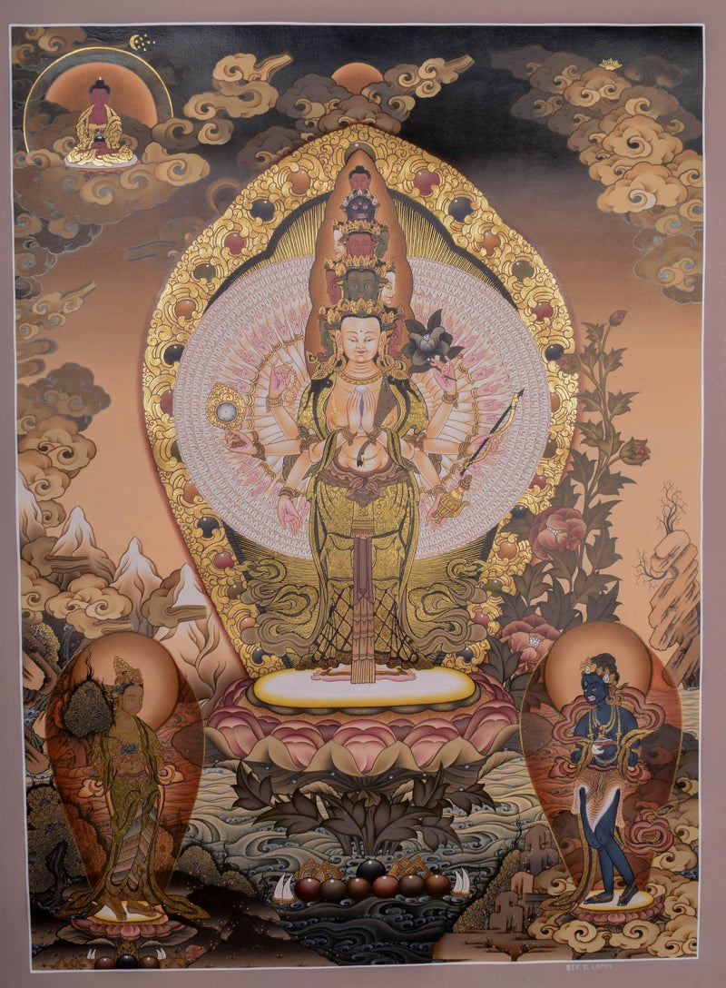 1000 Armed Avalokiteshvara Thangka Painting - Himalayas Shop