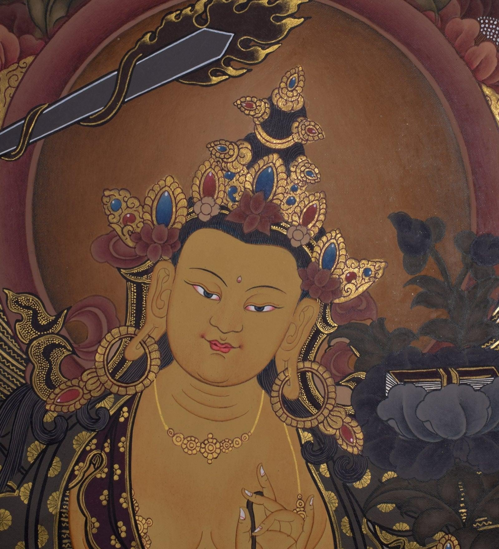 Traditional Genuine Hand Arts from Nepal - Manjushri Thangka