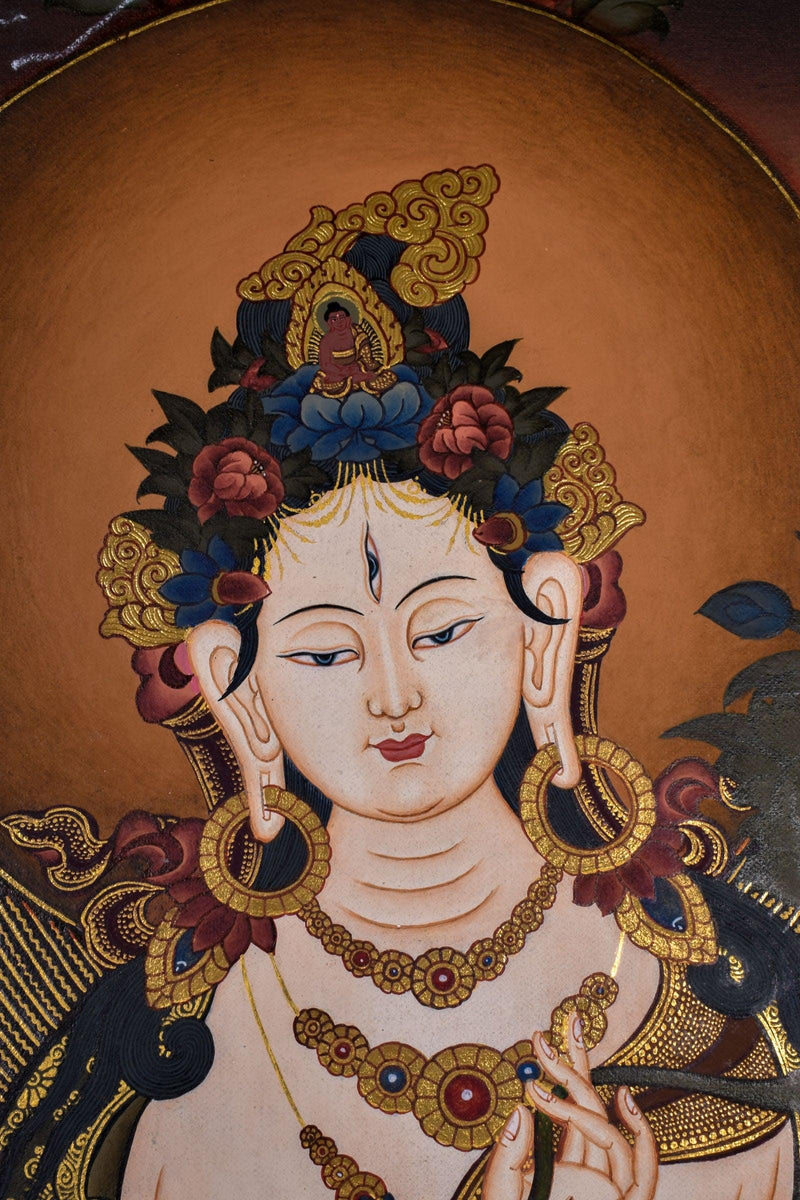 White Tara Thangka - Liberator For home decor and and Wall hanging White Tara Thangka - Liberator For home decor and and Wall hanging 