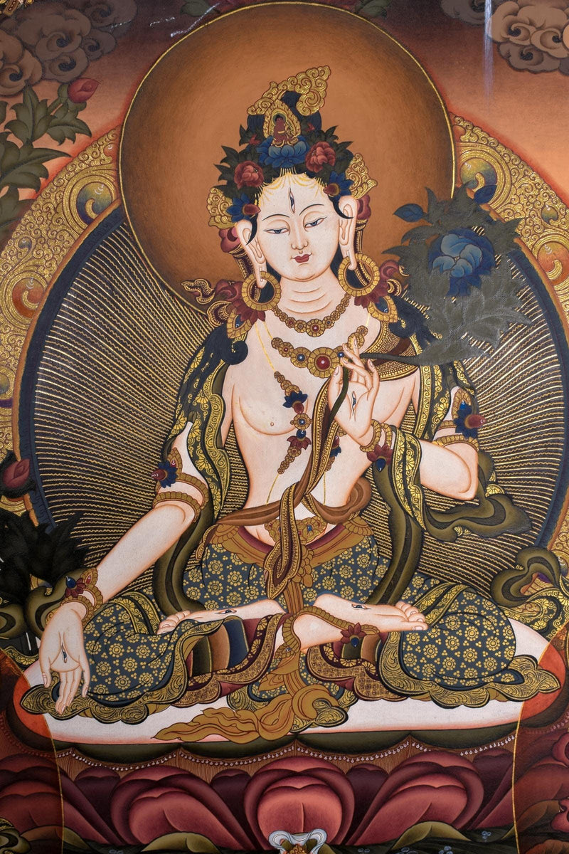 White Tara Thangka - Liberator For home decor and and Wall hanging 