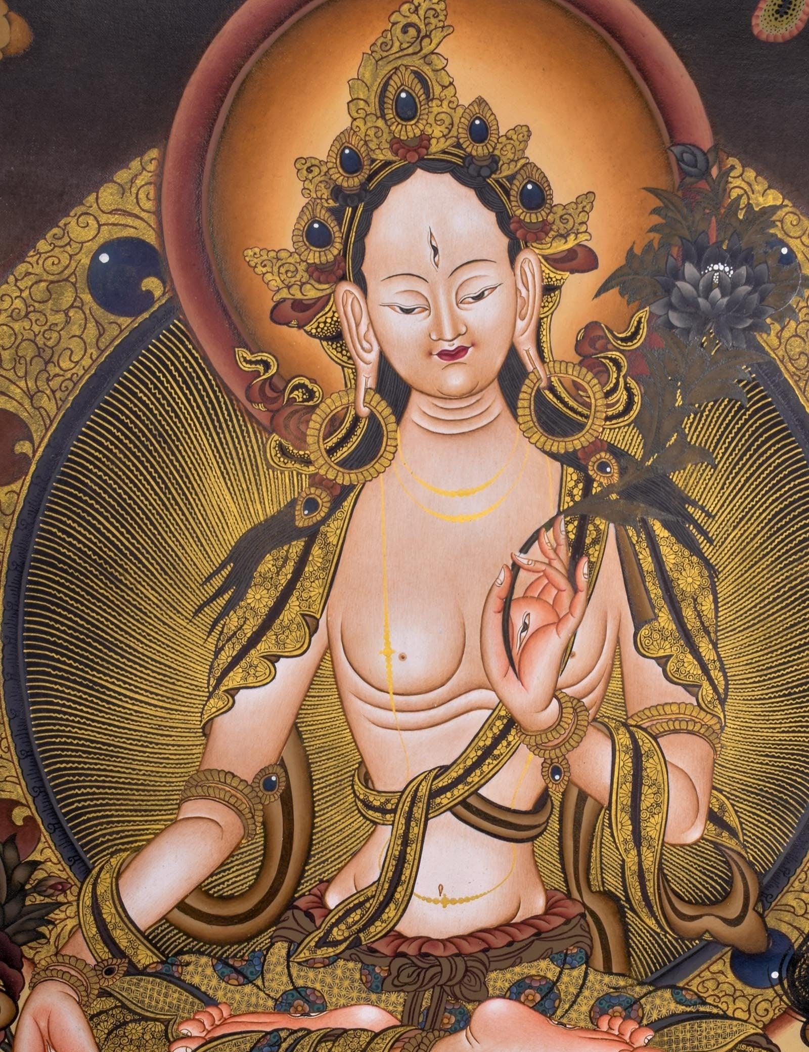 White Tara Thangka - Himalayas Shop
