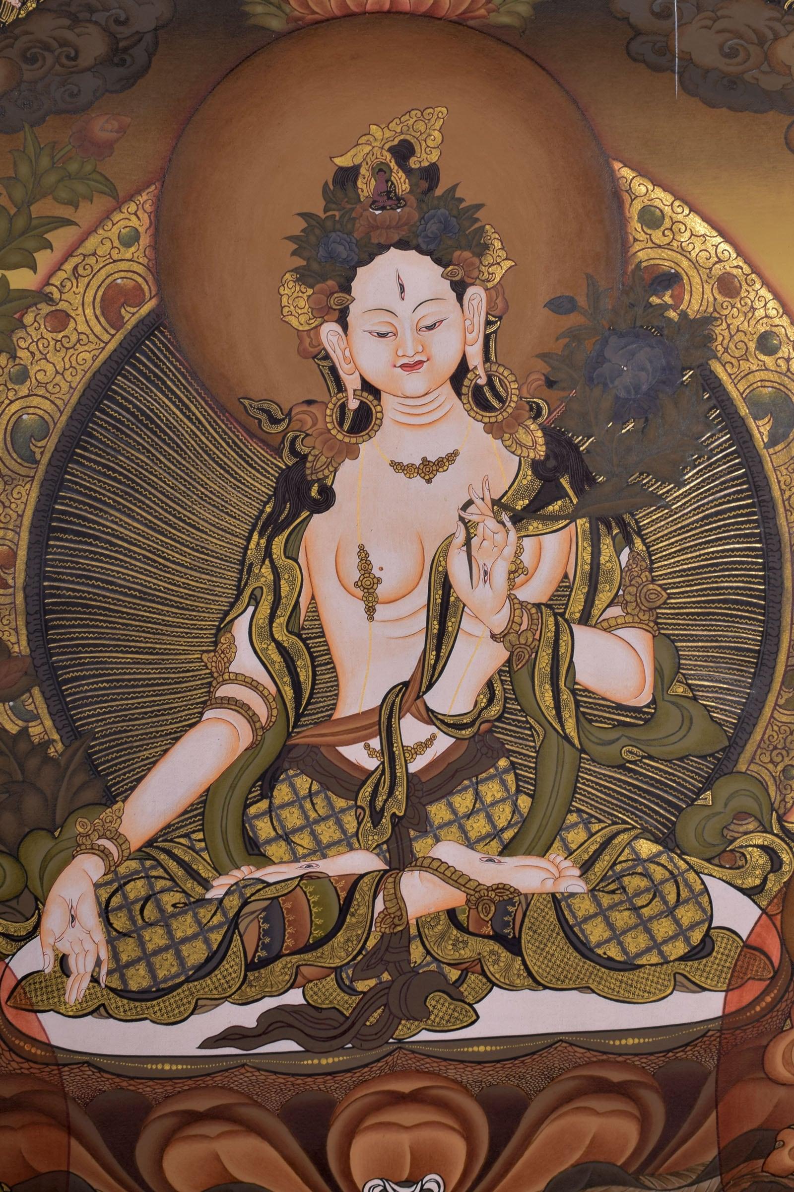 White Tara Thangka Art  For Meditational Practice and Spiritual Gifts