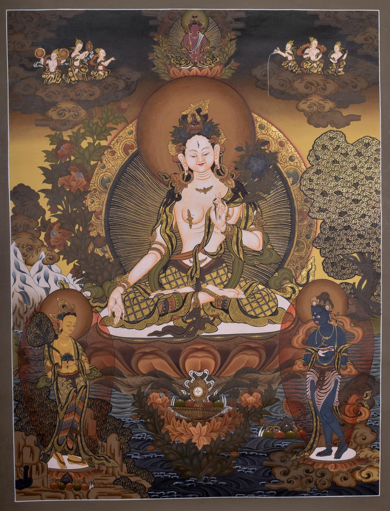White Tara Thangka Art  For Meditational Practice and Spiritual Gifts