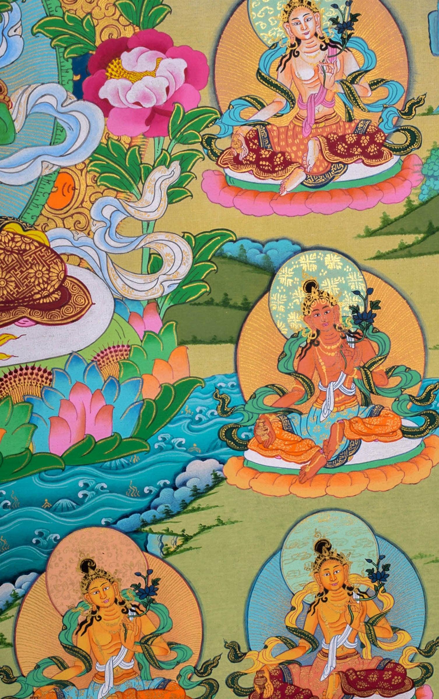 High Quality Green Tara Thangka Painting  For Meditational Practice and Spiritual Gifts