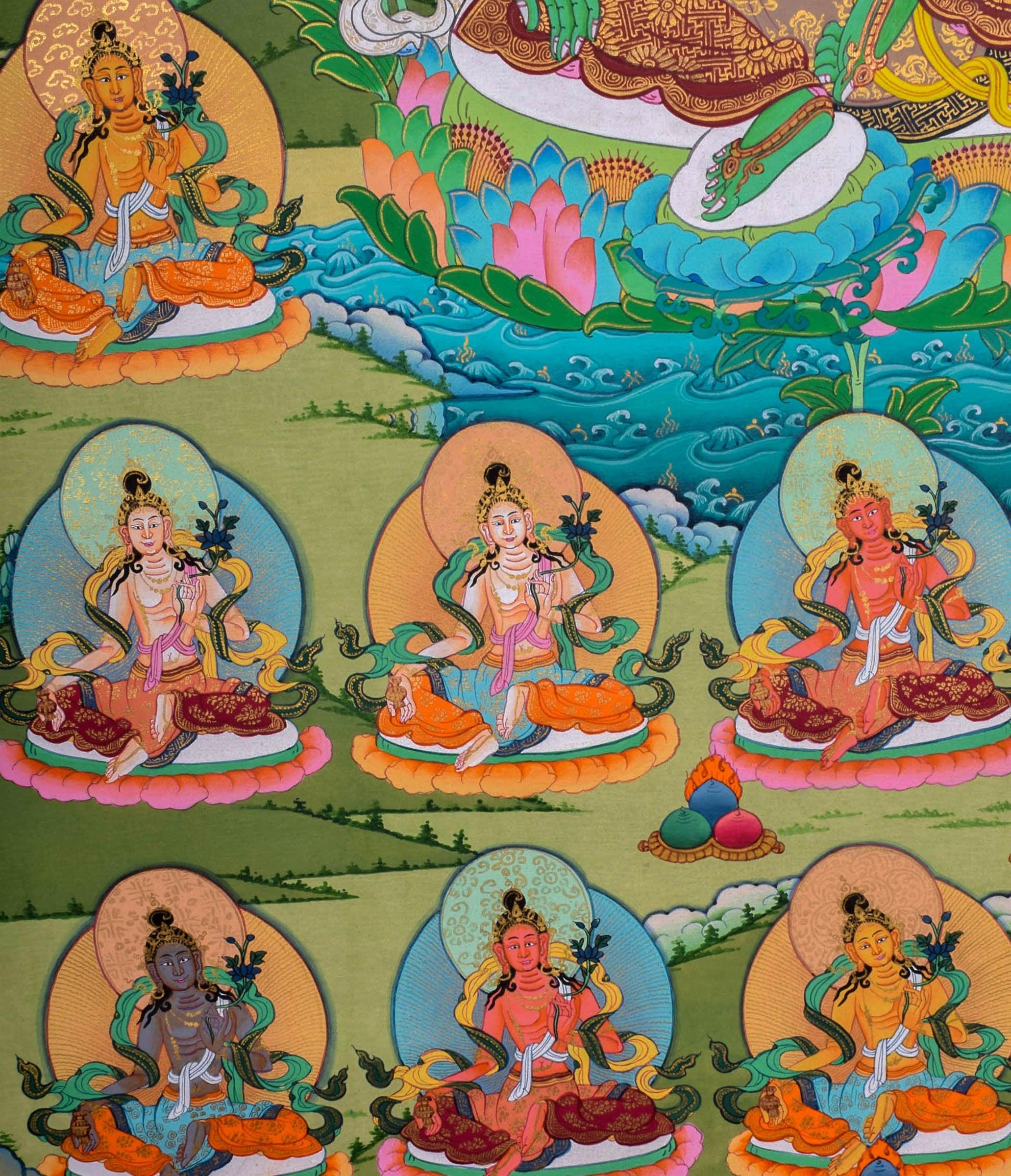 High Quality Green Tara Thangka Painting  For Meditational Practice and Spiritual Gifts