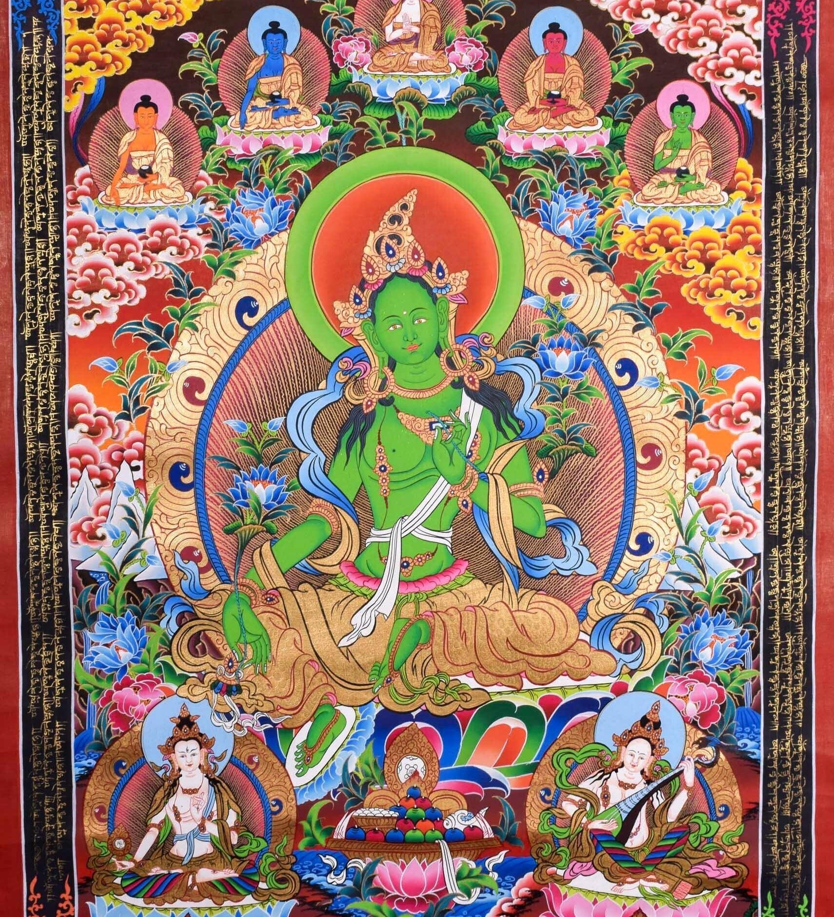 Green Tara Female Buddha Tibetan Art - Himalayas Shop