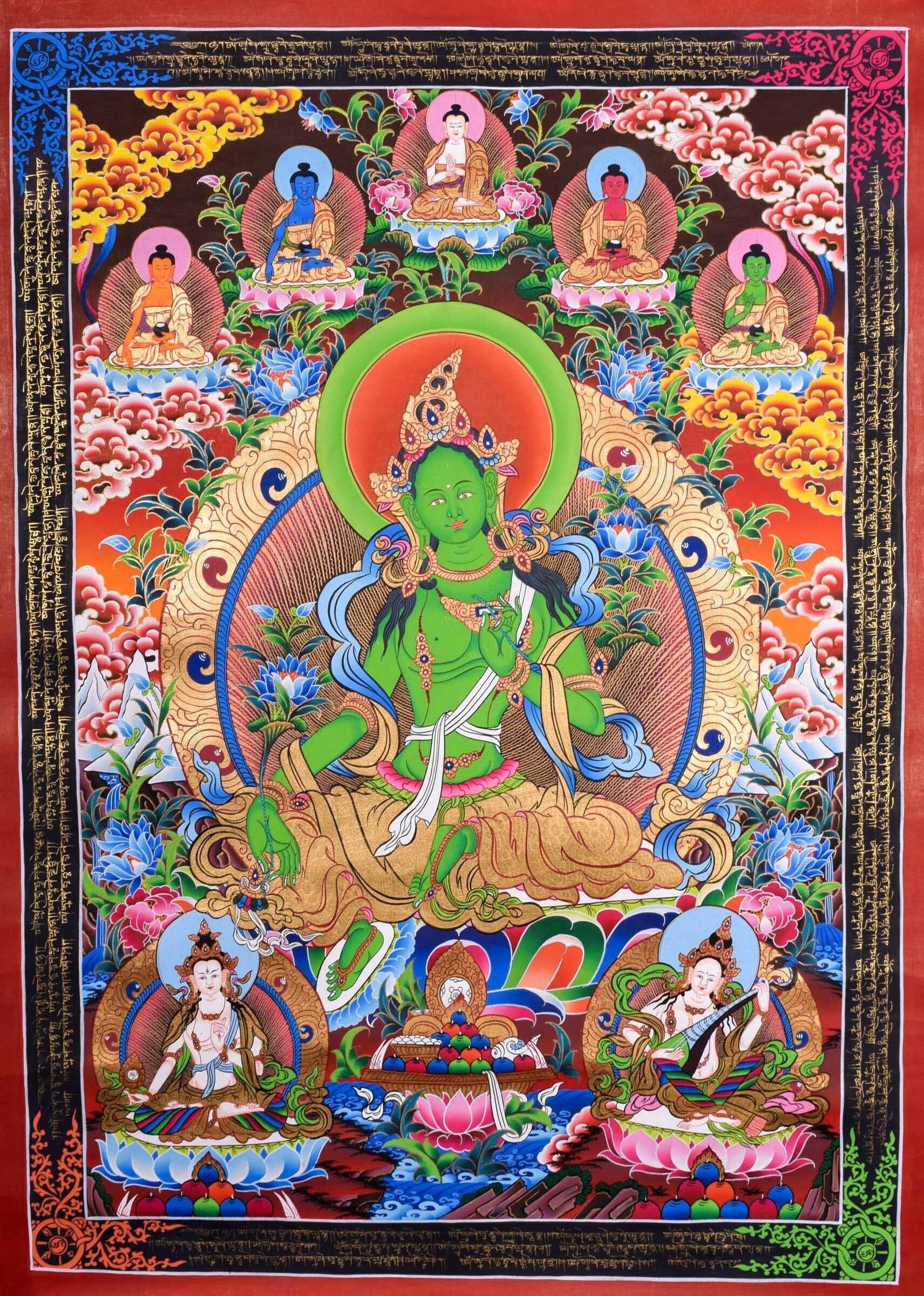 Green Tara Female Buddha Tibetan Art - Himalayas Shop