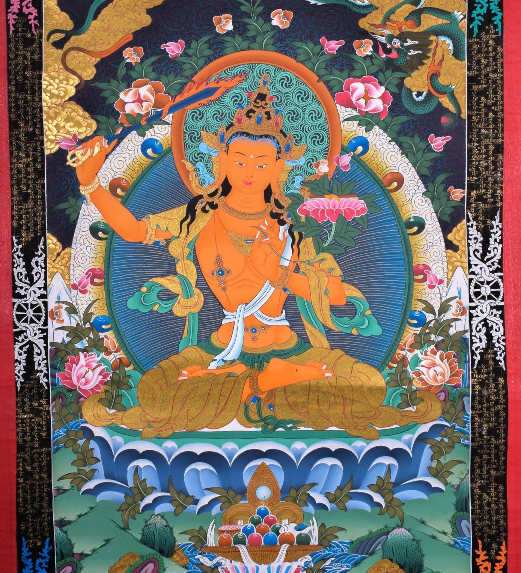 Manjushri Thangka Painting  For Meditational Practice and Spiritual Gifts
