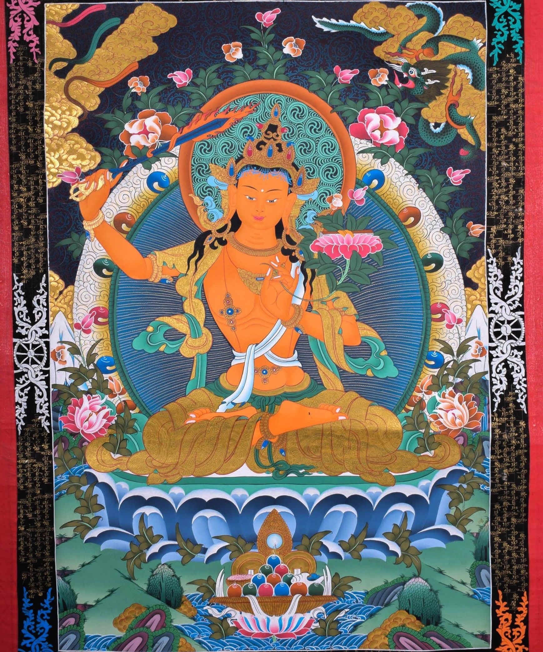 Manjushri Thangka Painting  For Meditational Practice and Spiritual Gifts