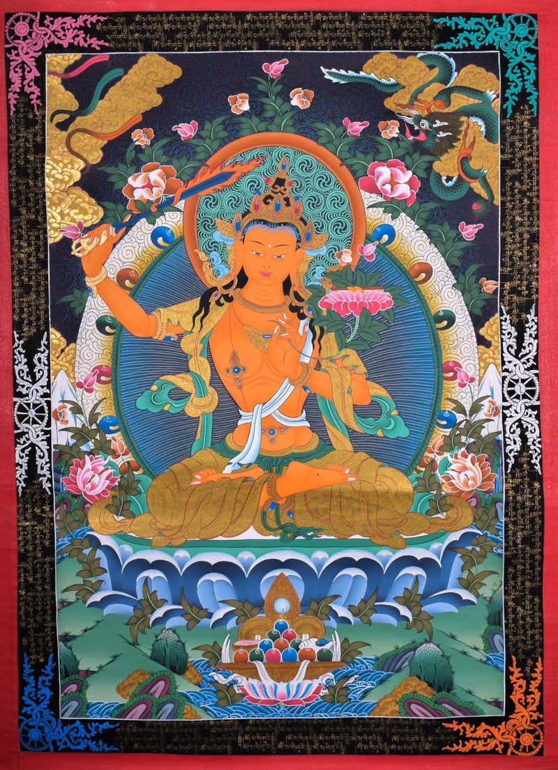 Manjushri Thangka Painting  For Meditational Practice and Spiritual Gifts