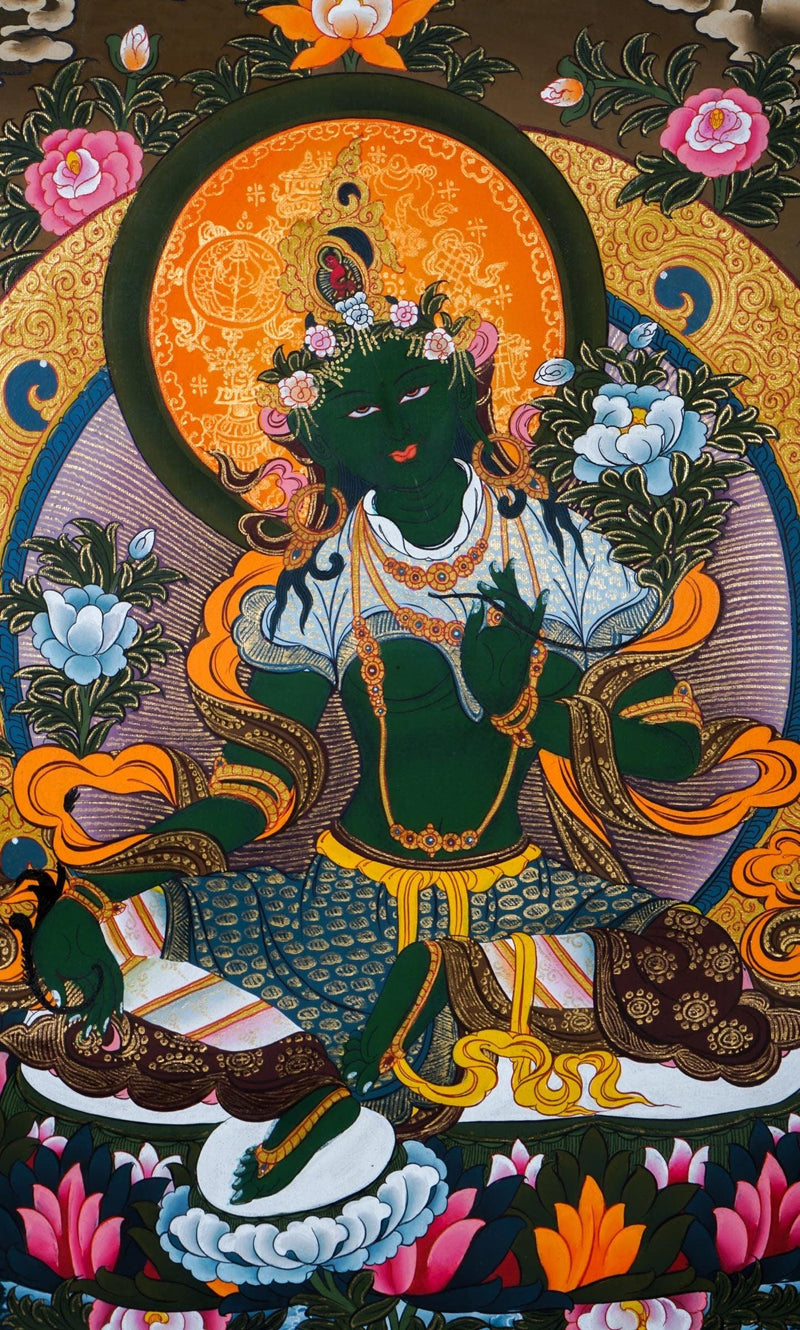 Green Tara Female Buddha Tibetan Art - Himalayas Shop