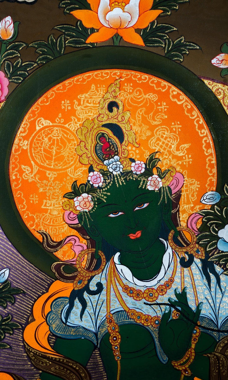 Green Tara Female Buddha Tibetan Art - Himalayas Shop