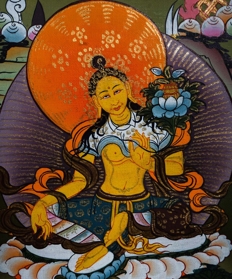Green Tara Female Buddha Tibetan Art - Himalayas Shop