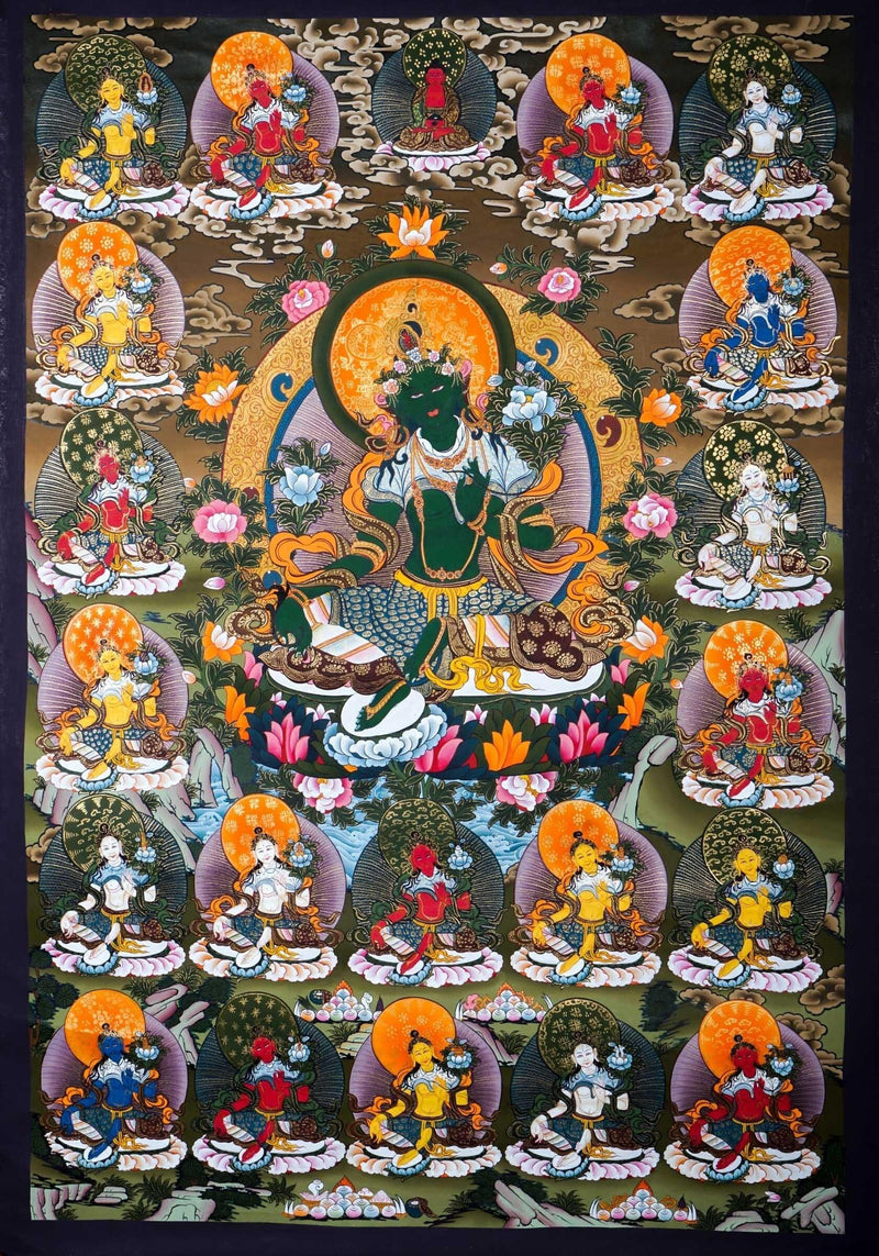 Green Tara Female Buddha Tibetan Art - Himalayas Shop
