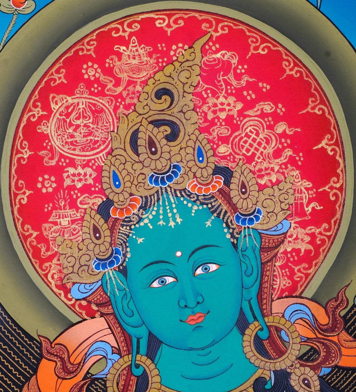 Green Tara Female Deity Thangka Painting  For Meditational Practice and Spiritual Gifts