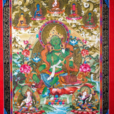 Green Tara Female Deity Thangka Painting  For Meditational Practice and Spiritual Gifts