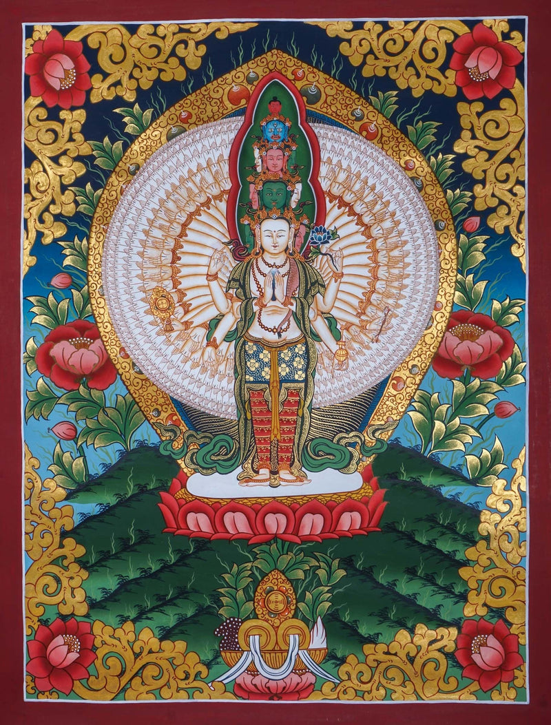 Handmade Thangka painting Lokeshwor -1000 Arms Avalokiteshvara