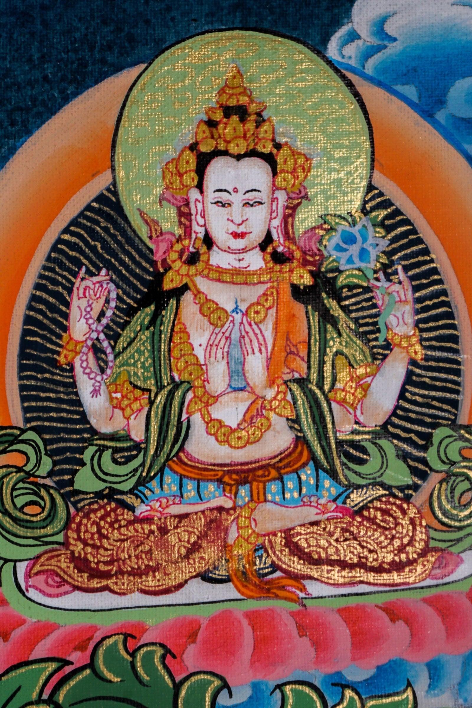 Premium Hand Art Manjushri Thangka For home decor and and Wall hanging 