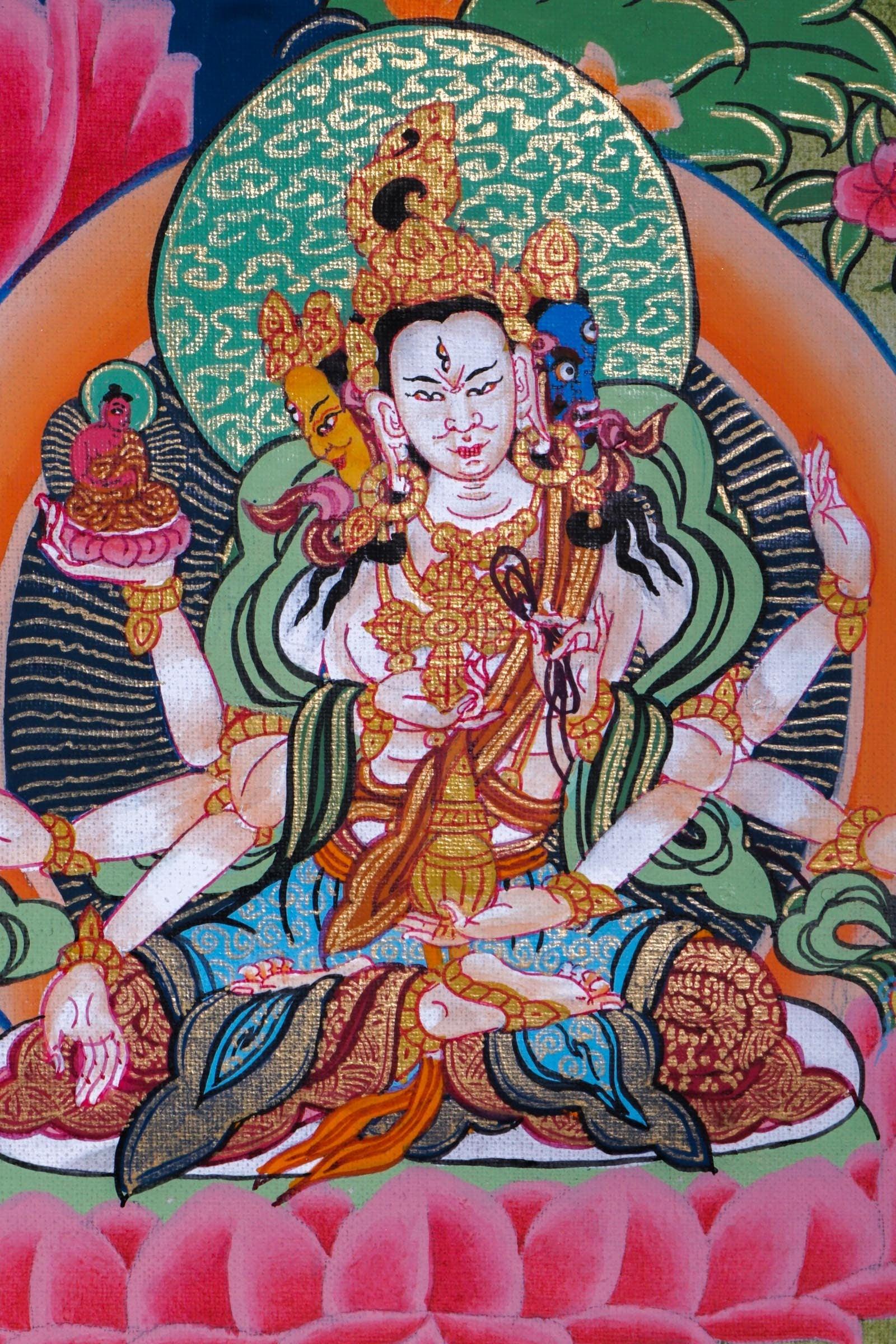 Premium Hand Art Manjushri Thangka For home decor and and Wall hanging 