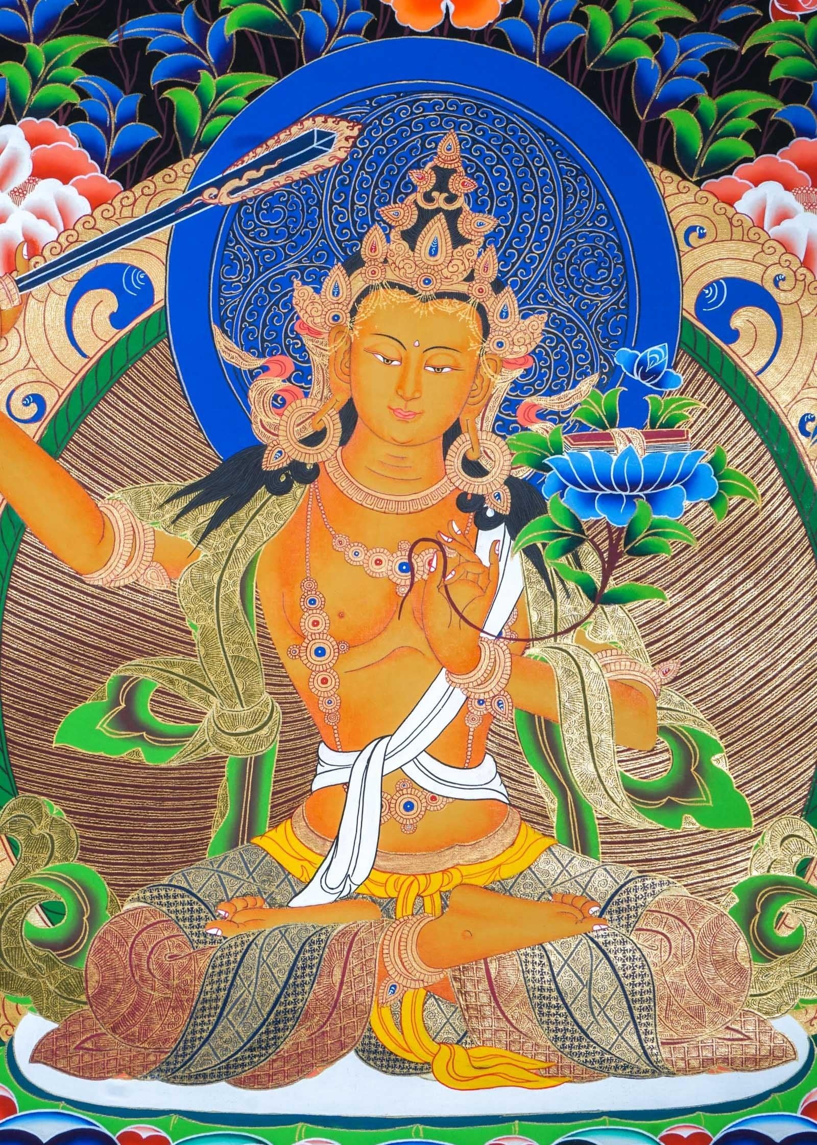 Manjushri Thangka Painting For home decor and and Wall hanging 