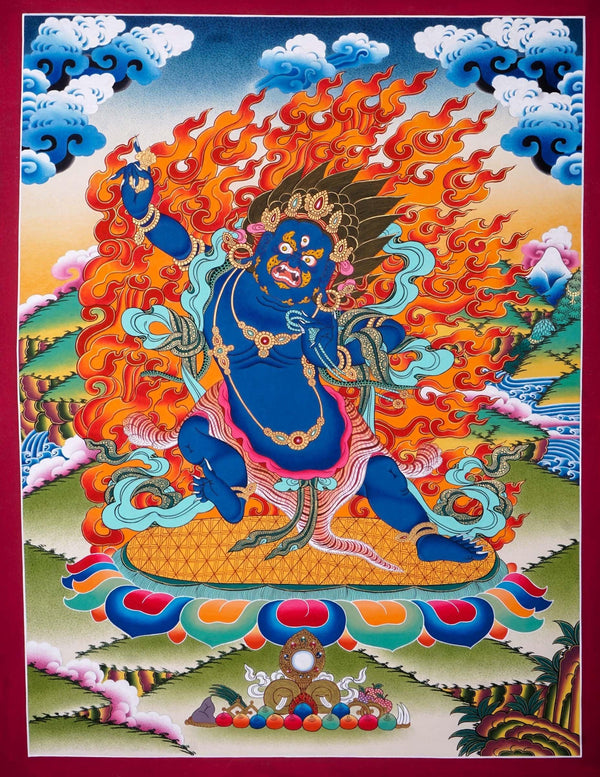 Vajrapani Buddhist Thangka Painting  For home decor and and Wall hanging 