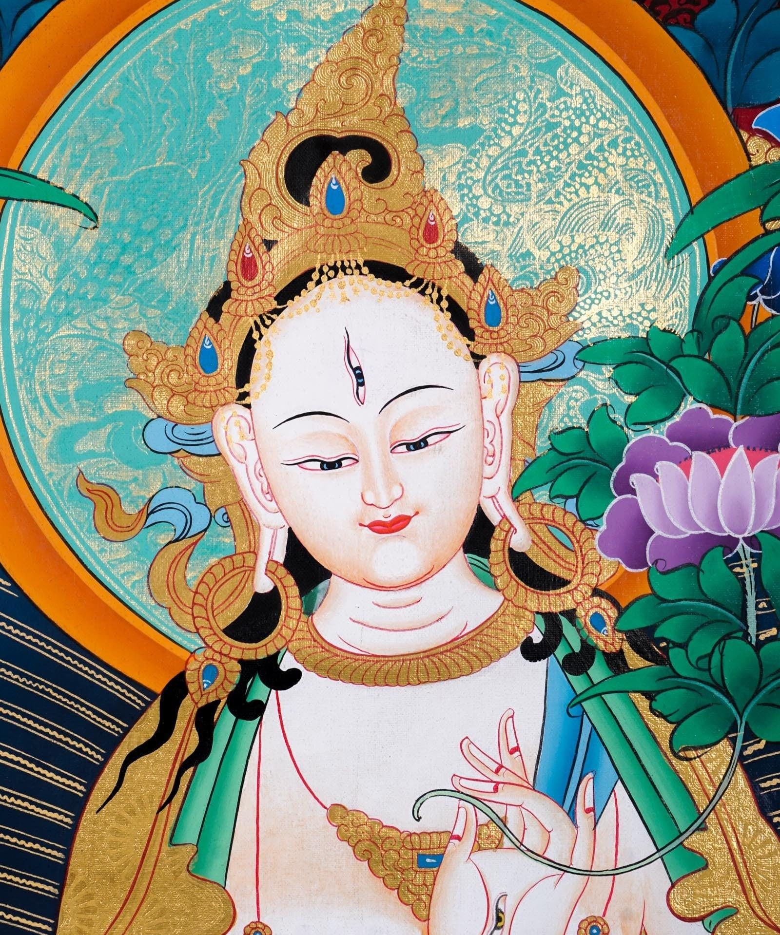 White Tara Thangka Painting For Meditational Practice and Spiritual Gifts