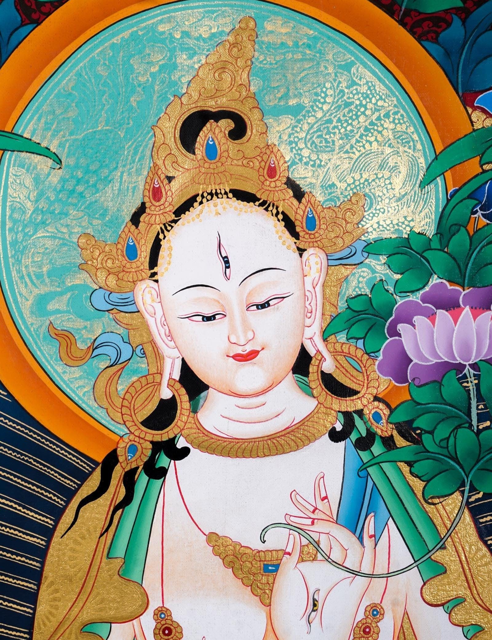 White Tara Thangka Painting For Meditational Practice and Spiritual Gifts