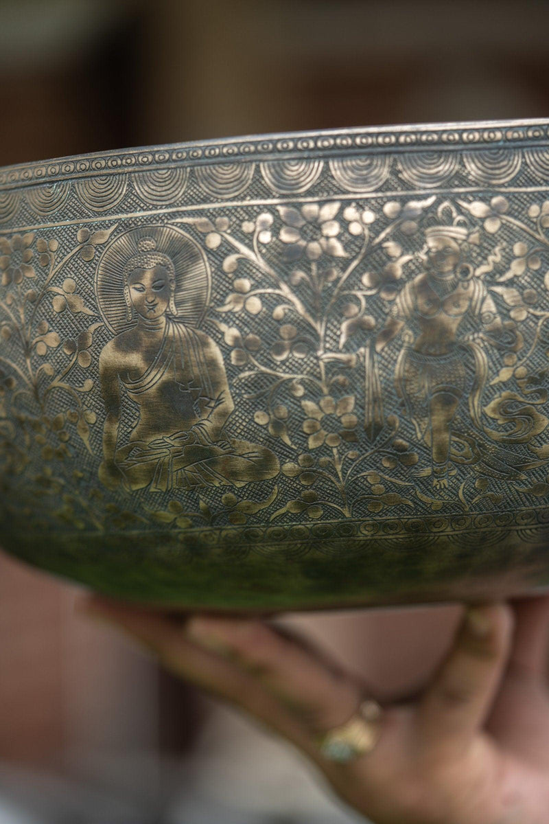 Buddha and Tara Carved Singing Bowl - Himalayas Shop