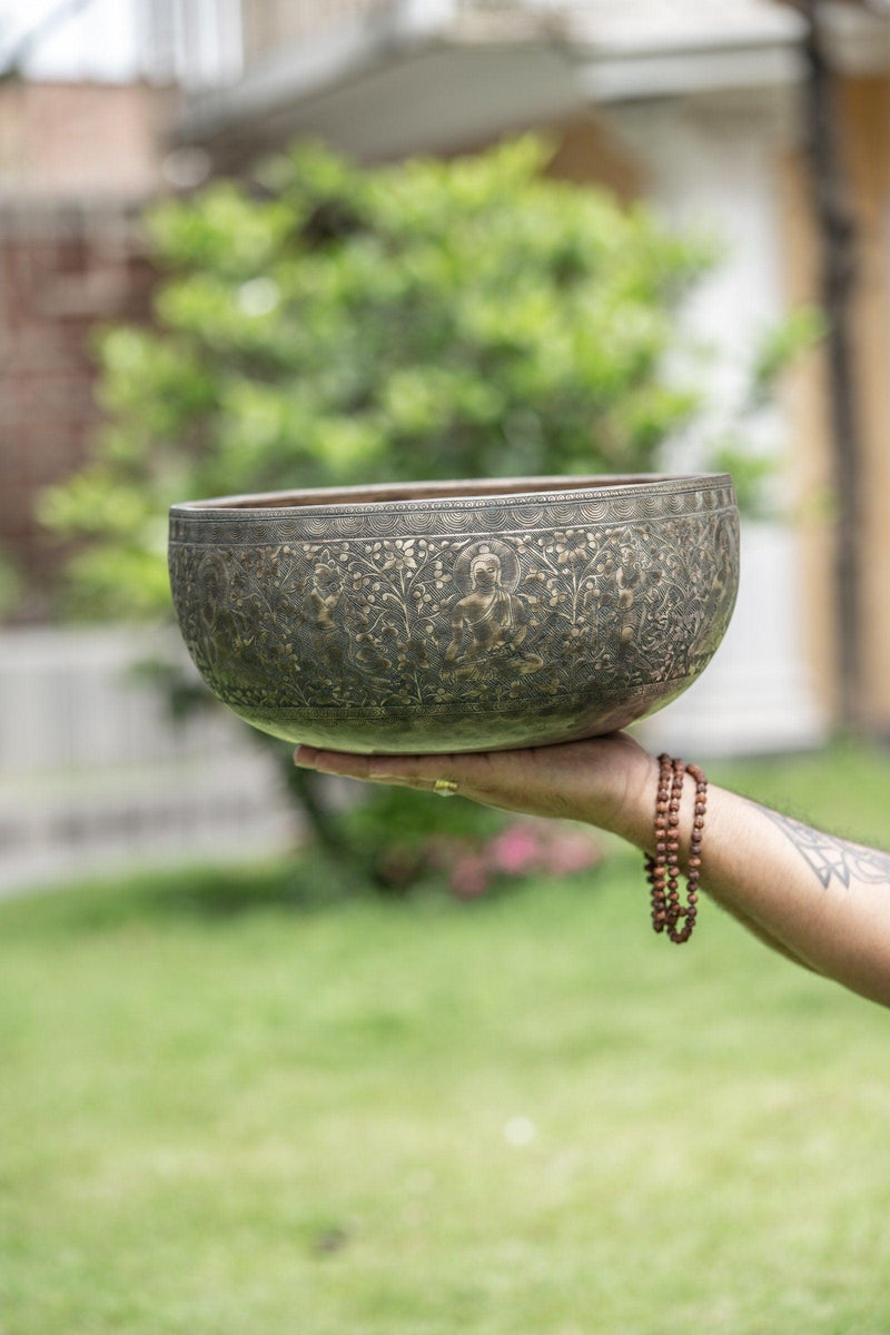 Buddha and Tara Carved Singing Bowl - Himalayas Shop